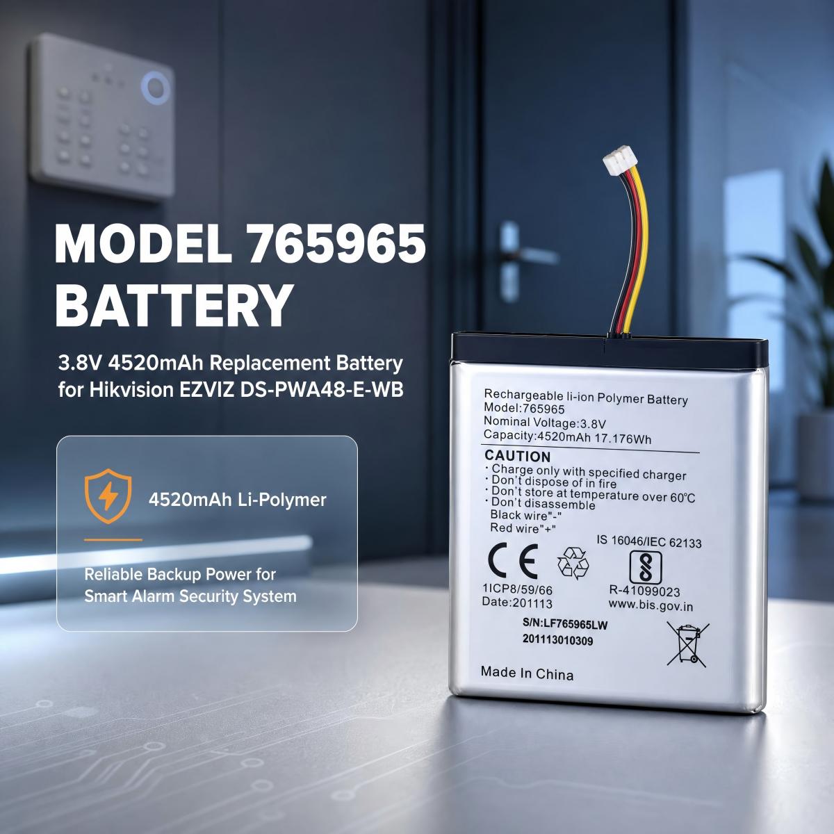 765965 4520mAh Li-Polymer Repl - Home Security Battery Replacement ulasan dan harga